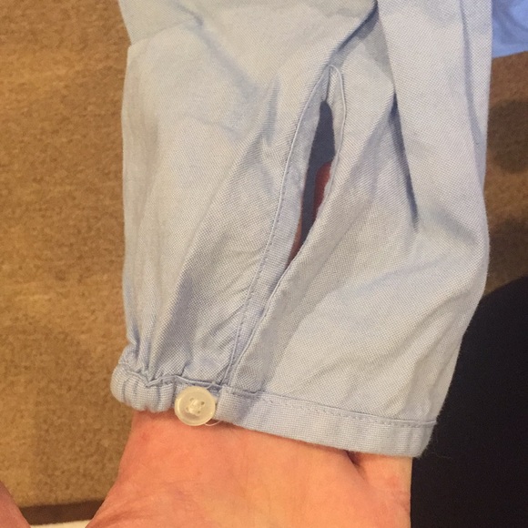 J. Crew Blue Cotton Wrap Tie Blouse - Picture 3 of 4